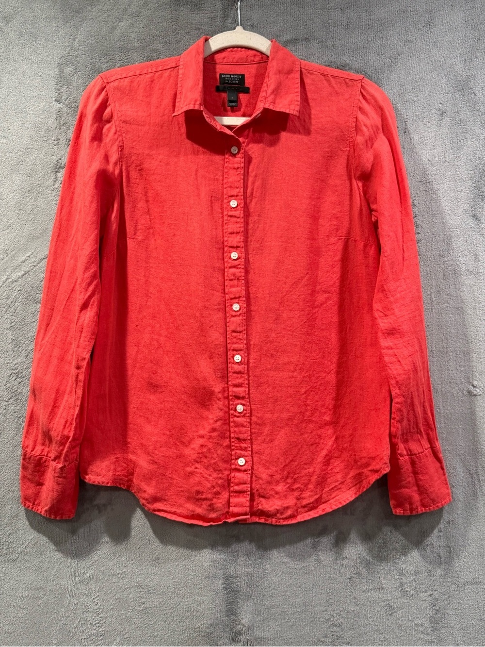Baird McNutt Irish Linen J Crew Womens Size 4 Coral‎ Button Down Perfect Shirt
